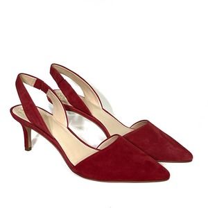 Vince Camuto Kolissa Red Suede Slingback Heels 8.5 NEW
